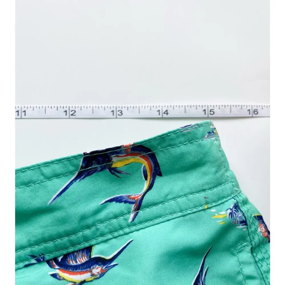 Men's Polo Ralph Lauren Teal Sword Fish Swim Trunks Size Medium